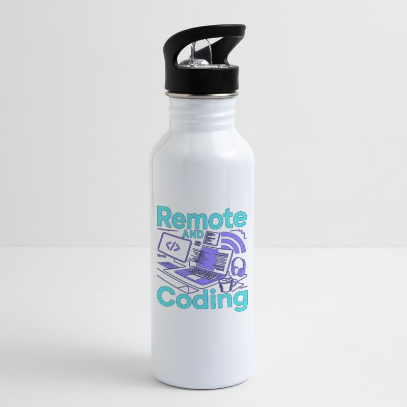 Remote Developer Remote And Coding Web Programmer Water bottle with straw