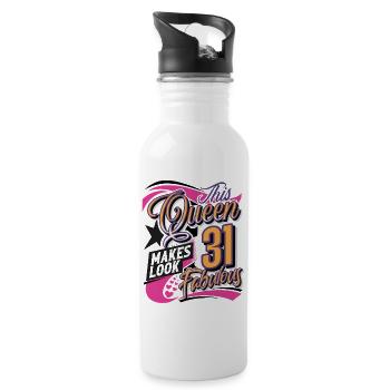 31. Geburtstag Queen - Trinkflasche mit integriertem Trinkhalm - Weiß - Rechts