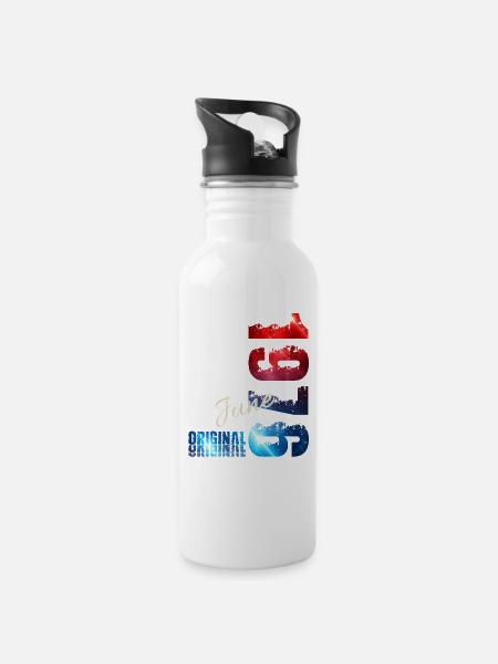 50. Geburtstag Geschenk Vintage Juni Jahrgang 1976 - Trinkflasche mit integriertem Trinkhalm - Weiß