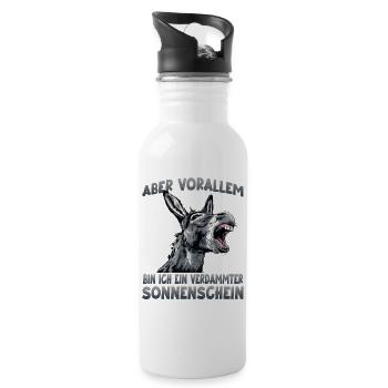 Esel Humor Eselhalter Bauernhof Hausesel - Trinkflasche mit integriertem Trinkhalm - Weiß - Rechts