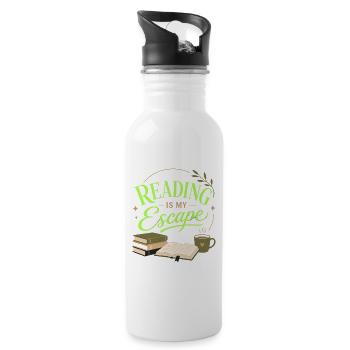 Book Fan Literature Lover Reading Motif - Water bottle with straw - white - Right