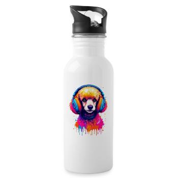 Caniche avec un casque - Gourde avec paille intégrée - blanc - Droite