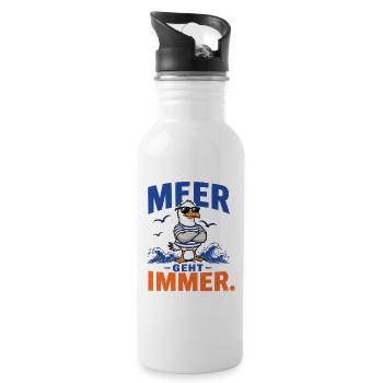 Möwe Meer Geht Immer Shirt - Trinkflasche mit integriertem Trinkhalm - Weiß - Rechts