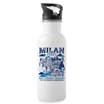 Milan Italy Landmark Skyline Illustration Two Tone - Trinkflasche mit integriertem Trinkhalm - Weiß - Rechts
