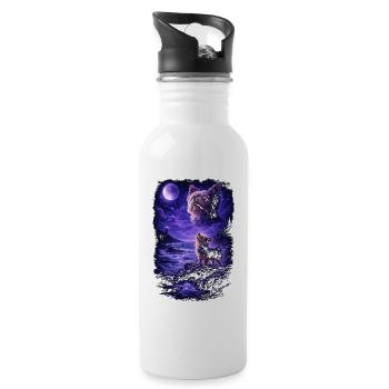 Dog Mom Dog Dad - Water bottle with straw - white - Right