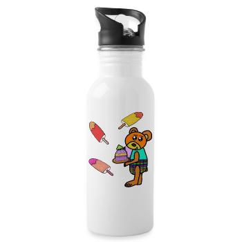 Teddy Kuchen Eis-Motiv Bär Kinder - Water bottle with straw - white - Right