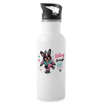 Rolling Dog – Joie de vivre - Water bottle with straw - white - Right