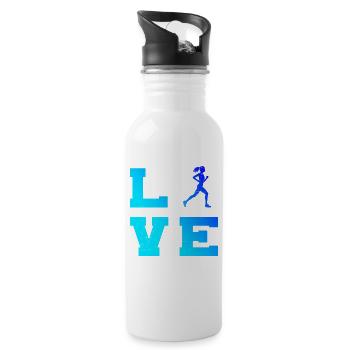 Marathonlaufen Geschenkidee für die Laufsportlerin - Trinkflasche mit integriertem Trinkhalm - Weiß - Rechts