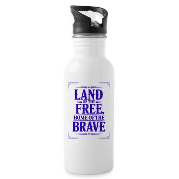 Land of the Free, Home of the Brave - Trinkflasche mit integriertem Trinkhalm - Weiß - Rechts