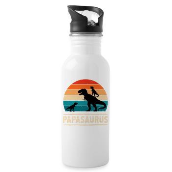 Papasaurus Dino Retro Sunset - Gourde avec paille intégrée - blanc - Droite
