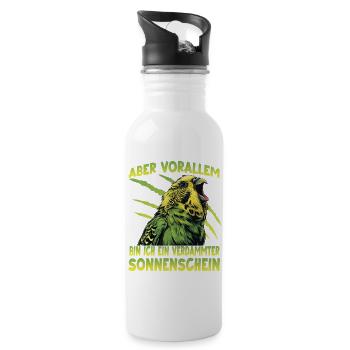 Wellensittich Budgie Grassittich Vogelhalter Humor - Trinkflasche mit integriertem Trinkhalm - Weiß - Rechts