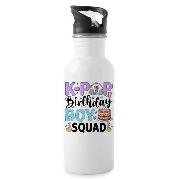 K-Pop Birthday Boy Squad - Water bottle with straw - white - Right