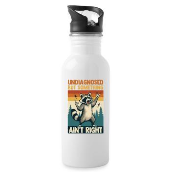 Undiagnosed But Something Ain't Right Raccoon - Water bottle with straw - white - Right