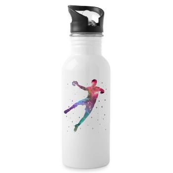 Handballspieler Handballer Weltraum Junge Handball - Trinkflasche mit integriertem Trinkhalm - Weiß - Rechts