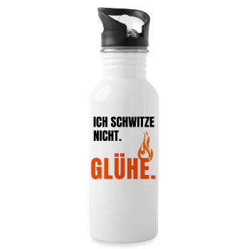 Ich Glühe -zu warm -zu heiß -zu heiss -Hitzewelle - Trinkflasche mit integriertem Trinkhalm - Weiß - Rechts