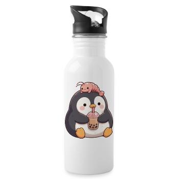  Kawaii Pinguin Bubble Tea Boba Garnele Niedriges - Trinkflasche mit integriertem Trinkhalm - Weiß - Rechts