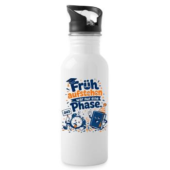 Früh aufstehen war nur eine Phase. - Trinkflasche mit integriertem Trinkhalm - Weiß - Rechts