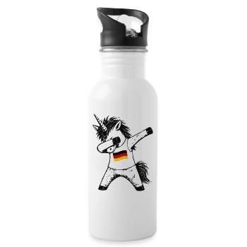 Dabbing Unicorn Germany Fan - Water bottle with straw - white - Right