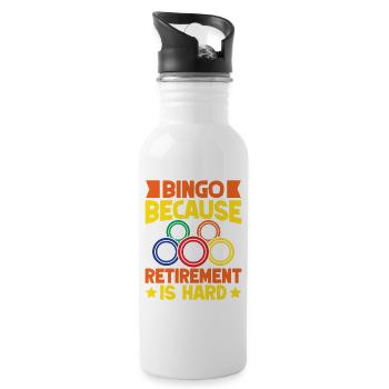 Bingo Game Bingo Because Retirement Is Hard Bingo - Water bottle with straw - white - Right