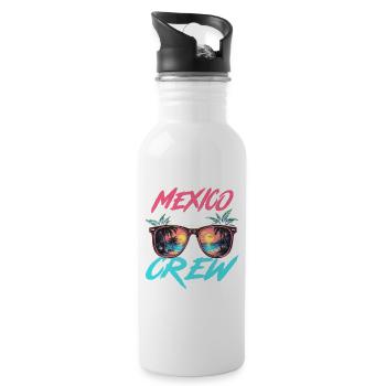 Mexiko Party Crew - Trinkflasche mit integriertem Trinkhalm - Weiß - Rechts