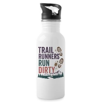 Les coureurs de trail courent dans la salité - Gourde avec paille intégrée - blanc - Droite