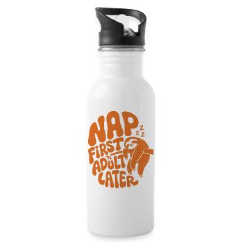 Nap First Adult Later Faultier - Trinkflasche mit integriertem Trinkhalm - Weiß - Rechts