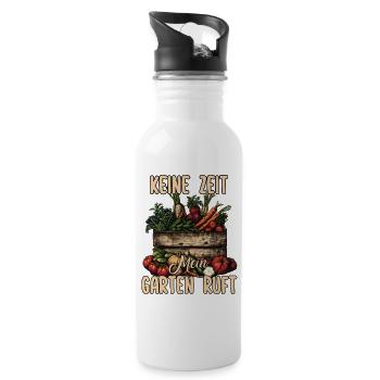 Urban Gardening Gemüseanbau Garten Beet Lustiges  - Trinkflasche mit integriertem Trinkhalm - Weiß - Rechts
