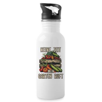 Gemüsebeet Gartenarbeit Hochbeet Kleingarten Humor - Trinkflasche mit integriertem Trinkhalm - Weiß - Rechts