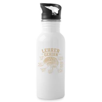 Lehrer Gehirn Humor Shirt - Trinkflasche mit integriertem Trinkhalm - Weiß - Rechts