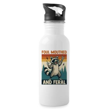 Trash Panda Raccoon - Water bottle with straw - white - Right
