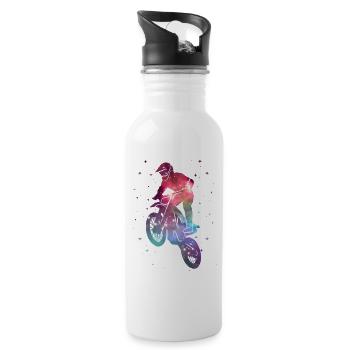 Motocross Dirt Bike Dirt Bike Space Kids - Water bottle with straw - white - Right