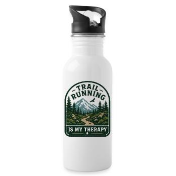 La course en sentier est ma thérapie - Gourde avec paille intégrée - blanc - Droite