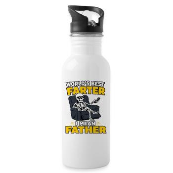Father's Day Dad World's Best Farter I Mean Father - Water bottle with straw - white - Right