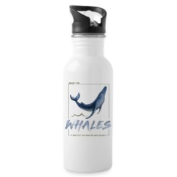La baleine protège les baleines et la marine - Gourde avec paille intégrée - blanc - Droite