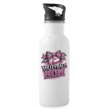 Volleyball-Mama Leopard | Mama und Sportgeschenk - Trinkflasche mit integriertem Trinkhalm - Weiß - Rechts