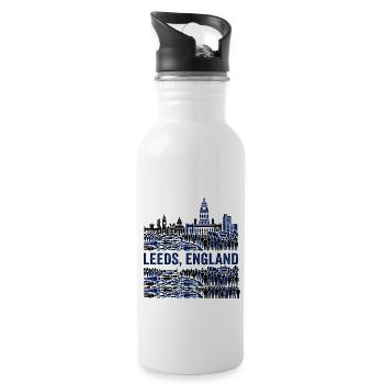Leeds England Skyline With Crowded Urban - Trinkflasche mit integriertem Trinkhalm - Weiß - Rechts