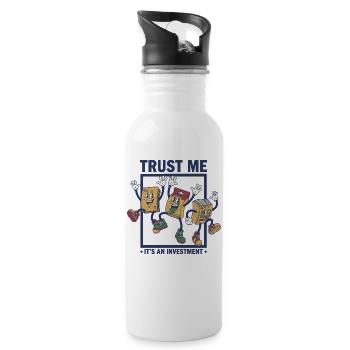 Glaub mir, es ist ein Booster für Investment-Sammelkarten - Trinkflasche mit integriertem Trinkhalm - Weiß - Rechts
