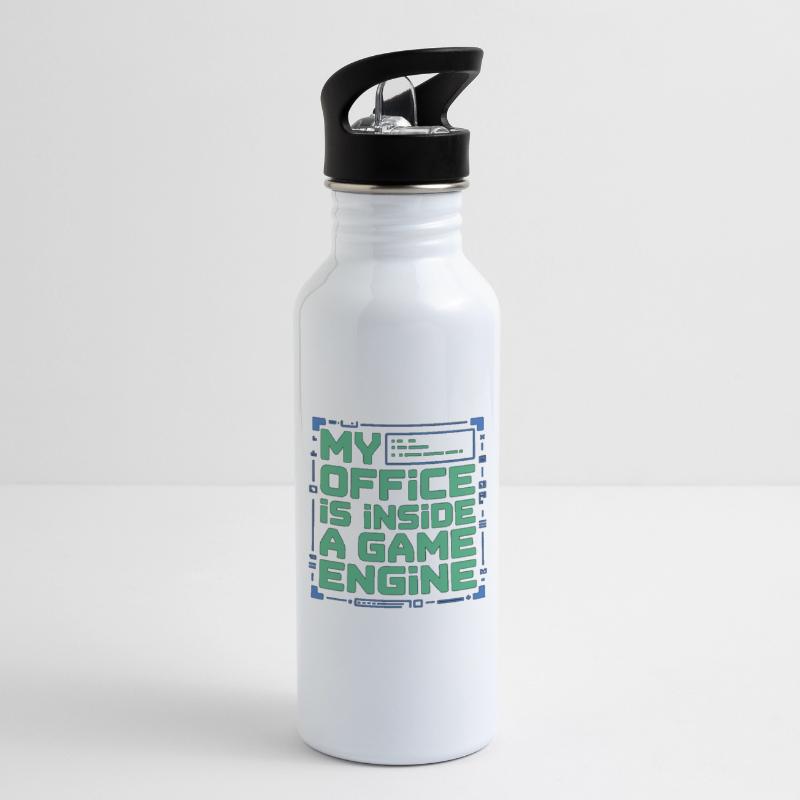 Game Developer My Office Is Inside Game Developer Trinkflasche mit integriertem Trinkhalm