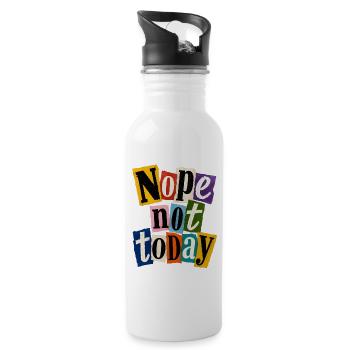 Never Today No – Colorful Collage - Water bottle with straw - white - Right