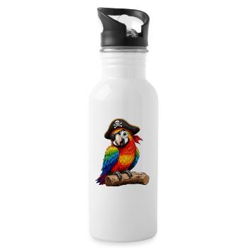 Perroquet pirate coloré avec cache-œil pour enfants - Gourde avec paille intégrée - blanc - Droite