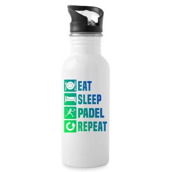 Geschenkidee für Padel Bälle Fans mit Padel Regeln - Trinkflasche mit integriertem Trinkhalm - Weiß - Rechts