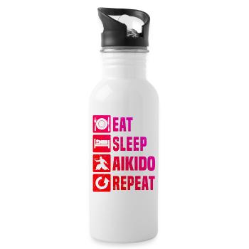 Self Defense Gift Idea for Aikido Exam - Water bottle with straw - white - Right