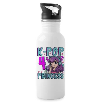 K-Pop Princess Age 4 Years Old Birthday - Water bottle with straw - white - Right