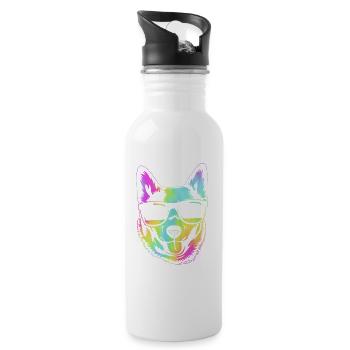 Australian Cattle Dog - Trinkflasche mit integriertem Trinkhalm - Weiß - Rechts