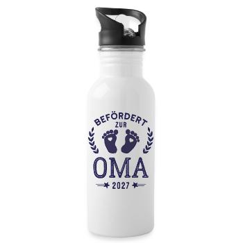 Befördert zur Oma 2027 Neue Großmutter - Trinkflasche mit integriertem Trinkhalm - Weiß - Rechts
