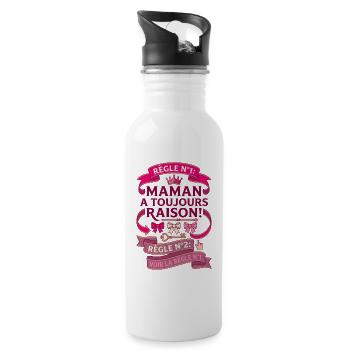 Règle N°1 Maman A Toujours Raison Couronne - Gourde avec paille intégrée - blanc - Droite