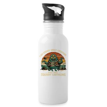 Cosmic Space Creature Alien Retro Design - Trinkflasche mit integriertem Trinkhalm - Weiß - Rechts