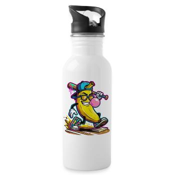 Cool Banana Baseball Bubblegum Comic Design - Water bottle with straw - white - Right