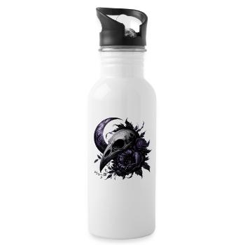 Mondschädel mit Lavendelrosen - Trinkflasche mit integriertem Trinkhalm - Weiß - Rechts