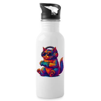 Neon Gaming Chat Gaming Gamer - Gourde avec paille intégrée - blanc - Droite